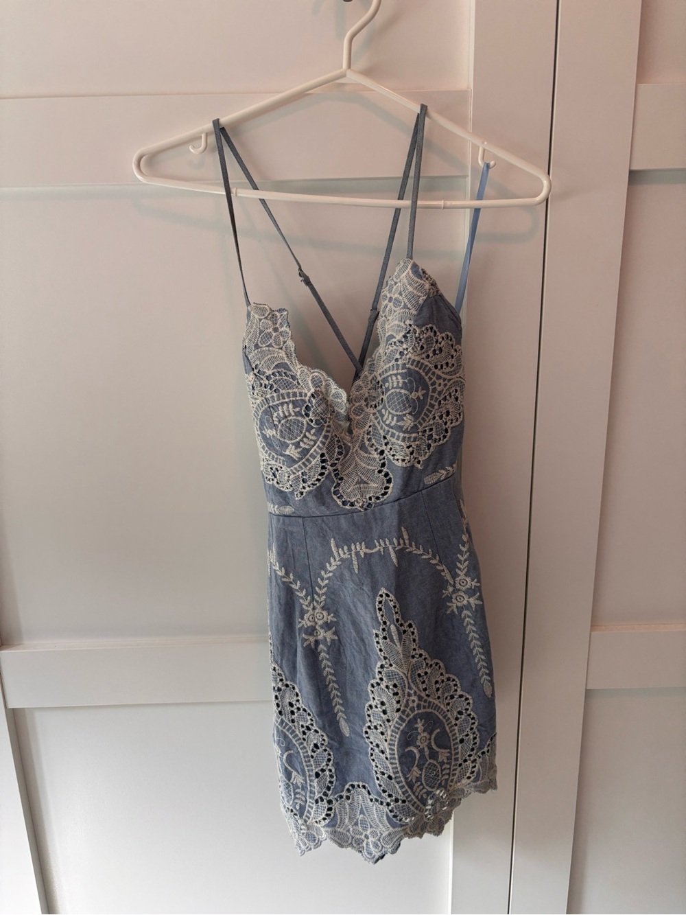 Australian brand Angel Biba Blue Lace-Embroidered Mini Dress size 8